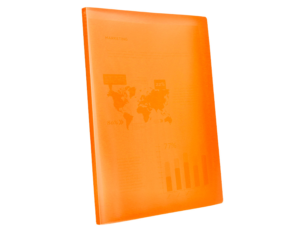CARPETA LIDERPAPEL ESCAPARATE 47051 40 FUNDAS POLIPROPILENO TRASLUCIDA DIN A4 NARANJA FROSTY
