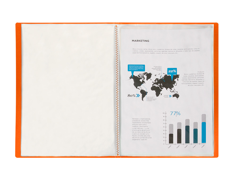 CARPETA LIDERPAPEL ESCAPARATE 47051 40 FUNDAS POLIPROPILENO TRASLUCIDA DIN A4 NARANJA FROSTY
